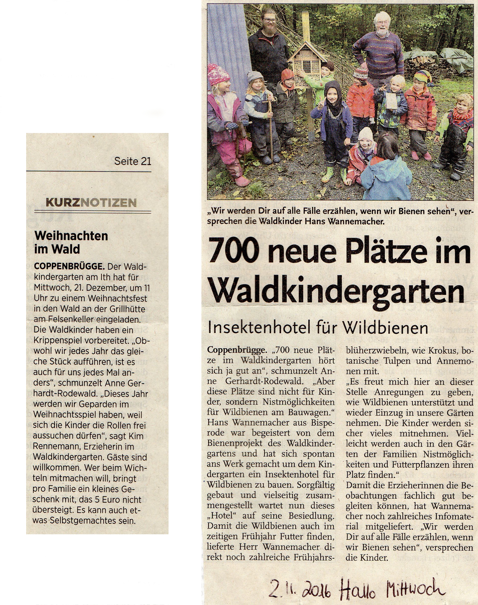 Neue Plätze im WaKiGa, 02.11.2016